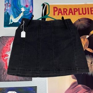 black denim mini skirt